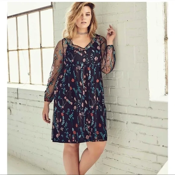 Michel Studio | Dresses | Michel Studio Embroidered Sheer Long Sleeve Dress  Sz 2 | Poshmark